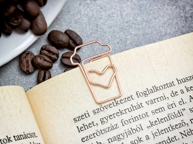Szeretet és kávé pohár alakú oldaljelölő könyvjelző