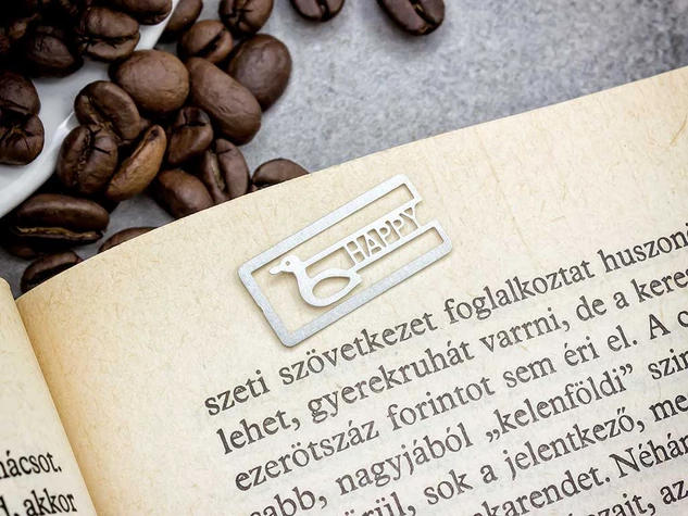 Boldog kacsa oldaljelölő acél könyvjelző