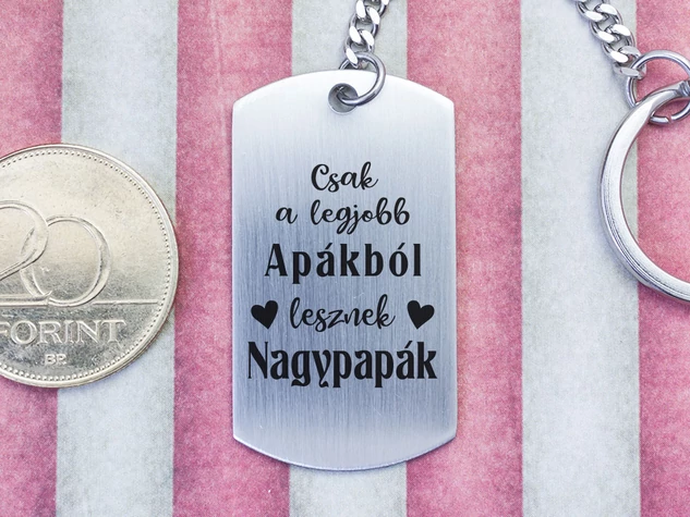Apákból lesznek Nagypapák acél medálos kulcstartó