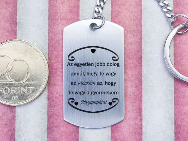 Te vagy az Apukám és Nagypapa acél medálos kulcstartó