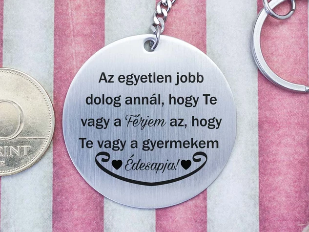 Te vagy a Férjem és Apa acél medálos kulcstartó
