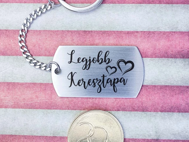 Legjobb Keresztapa acél medálos kulcstartó
