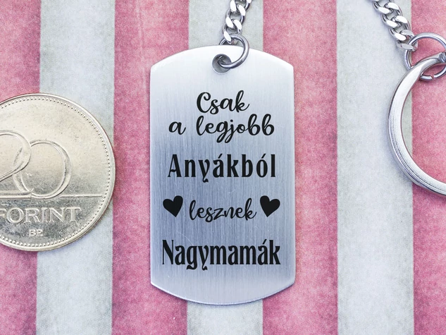 Legjobb nagymamák acél medálos kulcstartó