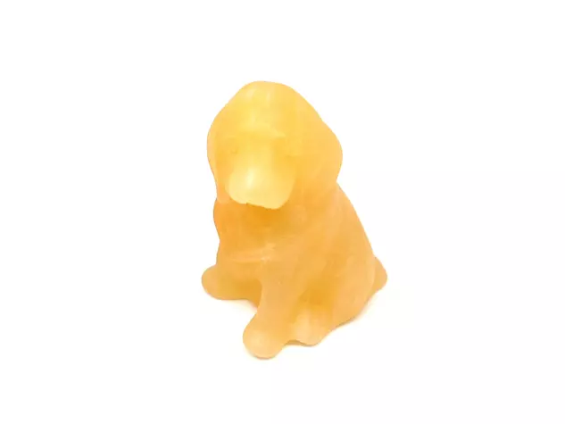 Figura Kalcit narancs kutya 4cm