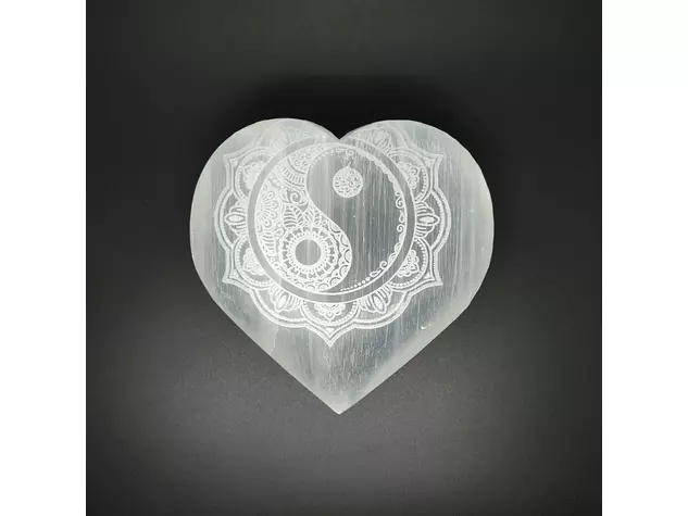 Szelenit szív yin yang 9-10cm