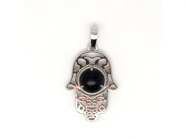 Fatima keze medál fémmel goldstone kék 2x3cm