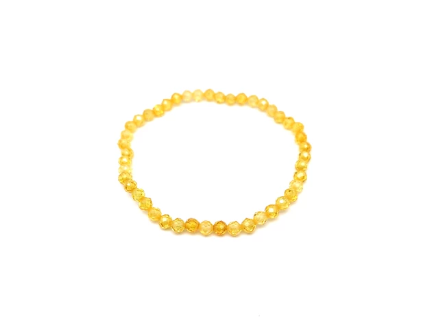 Cirkon fazettált sárga golyó karkötő 4mm