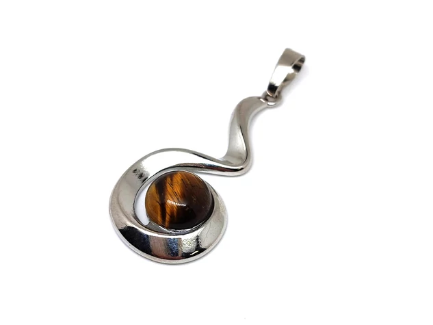Spirál medál fém Tigrisszem 2x3,5cm