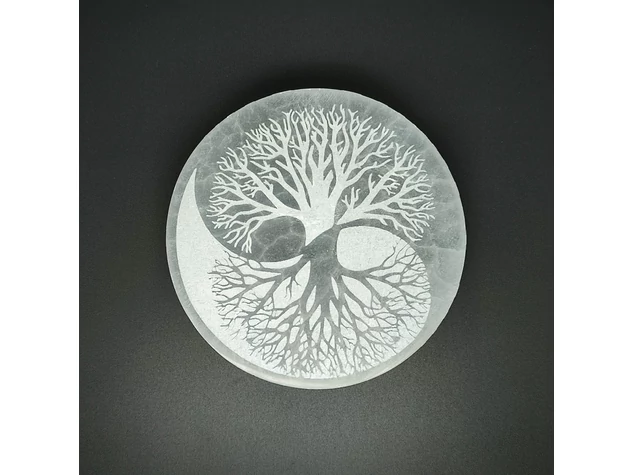 Szelenit korong életfa yin yang 8cm