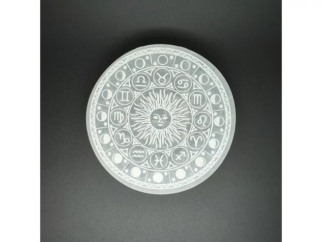 Szelenit korong zodiákus nap hold 9-10cm