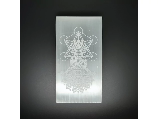 Szelenit lap Buddha metatron 10x15cm
