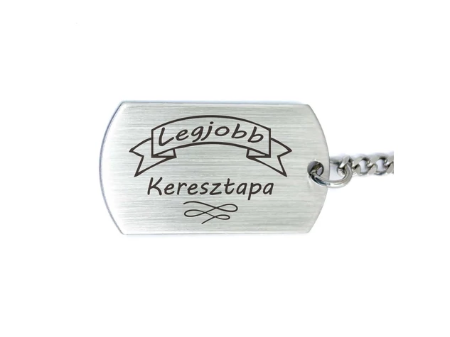 Legjobb Keresztapa acél szögletes medálos kulcstartó