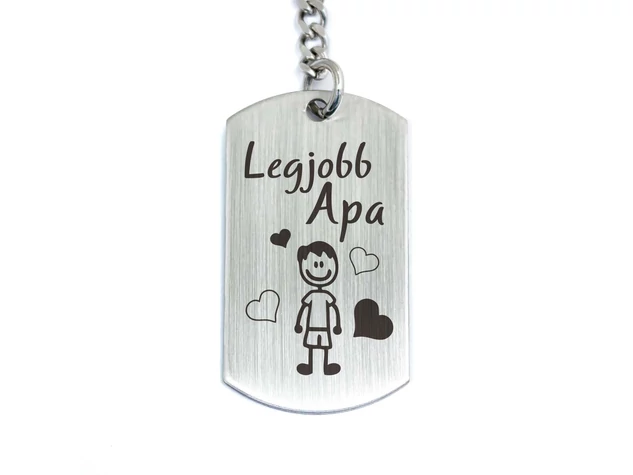 Legjobb Apa acél szögletes medálos kulcstartó