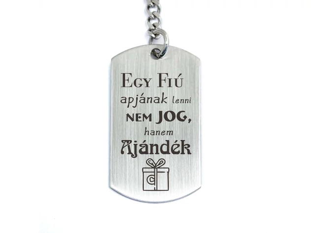 Egy fiú apjának lenni ajándék acél medálos kulcstartó