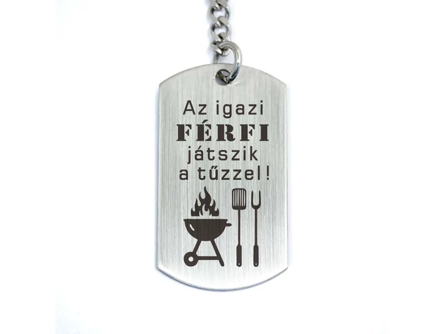 Az igazi férfi acél medálos kulcstartó