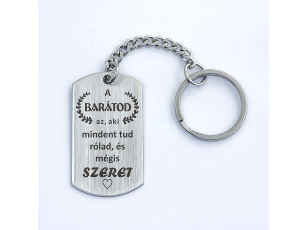 Baráti szeretet acél medálos kulcstartó