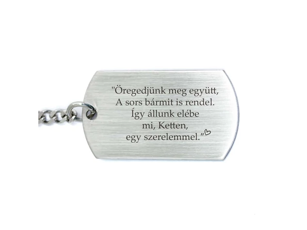 Öregedjünk meg együtt acél medálos kulcstartó