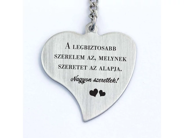 Nagyon szeretlek acél szív medálos kulcstartó