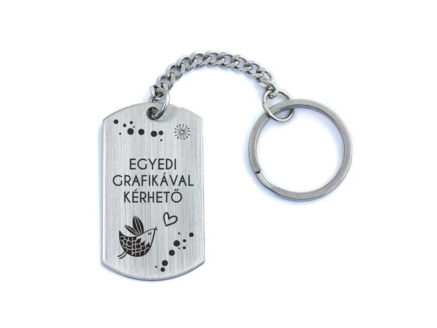 Személyre szabott feliratos téglalap medálos kulcstartó