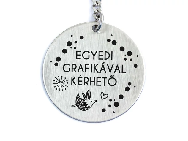 Személyre szabott feliratos kör medálos kulcstartó